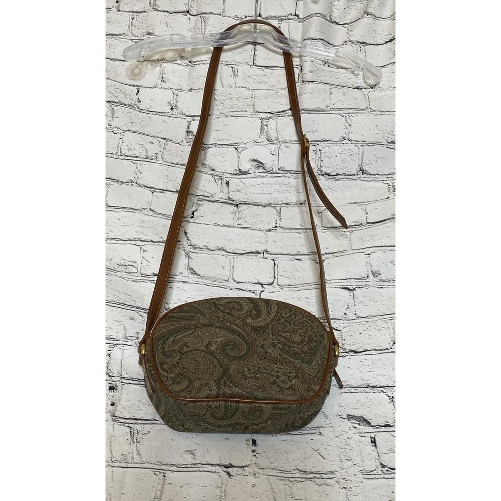 Vtg 1989's Brown Green Oatmeal Carryland Purse